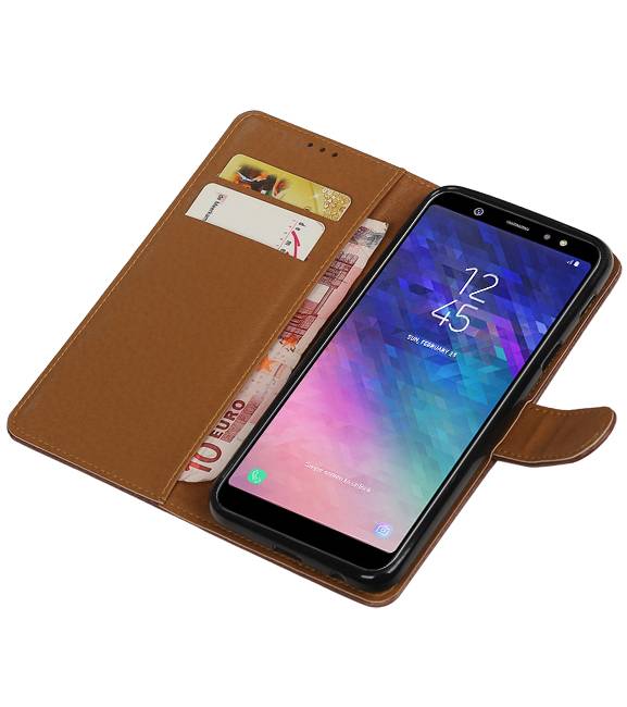 Pull Up Bookstyle voor Samsung Galaxy A6 Plus 2018 Mocca