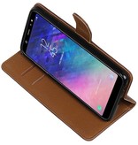 Pull Up Bookstyle voor Samsung Galaxy A6 Plus 2018 Mocca