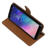 Pull Up Bookstyle voor Samsung Galaxy A6 Plus 2018 Mocca