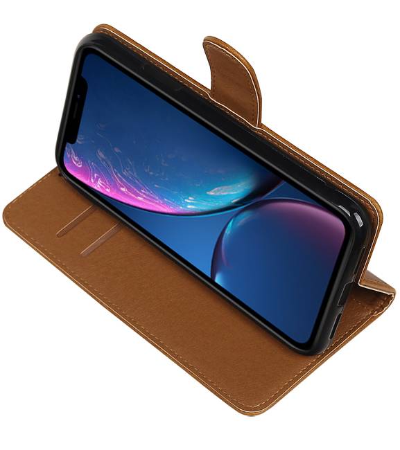 Pull Up Bookstyle voor iPhone XR Bruin