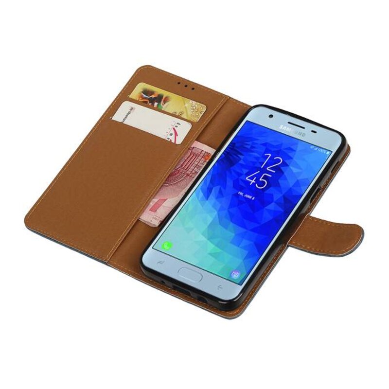 Style de livre Pull Up pour Samsung Galaxy J3 2018 bleu