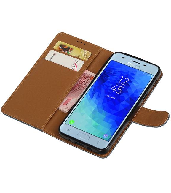 Pull Up Bookstyle voor Samsung Galaxy J3 2018 Blauw