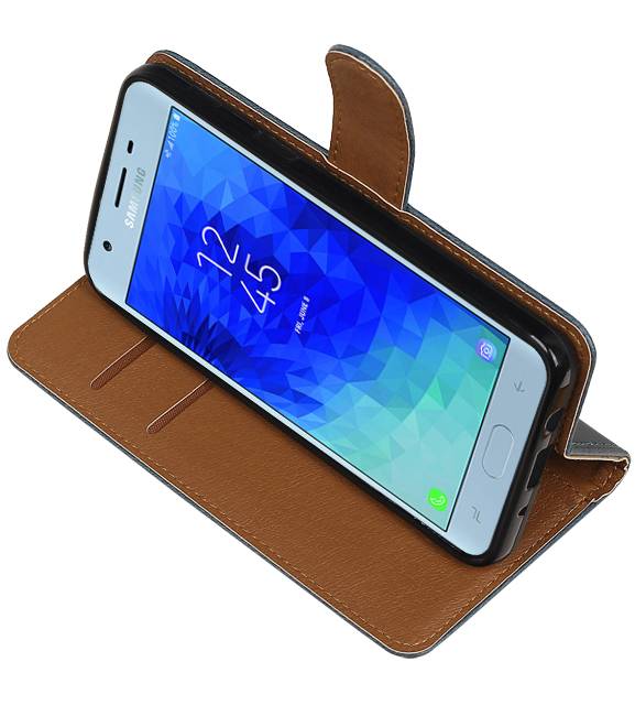 Pull Up Bookstyle voor Samsung Galaxy J3 2018 Blauw