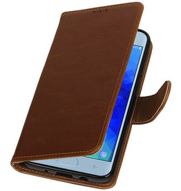 Pull Up Bookstyle voor Samsung Galaxy J3 2018 Bruin