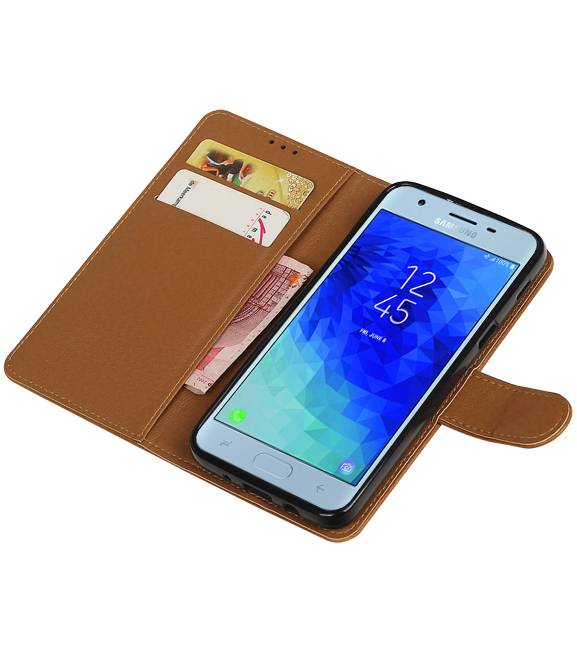 Pull Up Bookstyle for Samsung Galaxy J3 2018 Brown