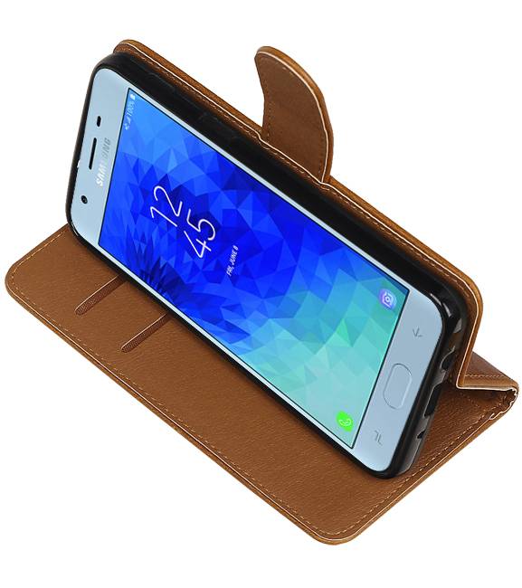 Pull Up Bookstyle for Samsung Galaxy J3 2018 Brown