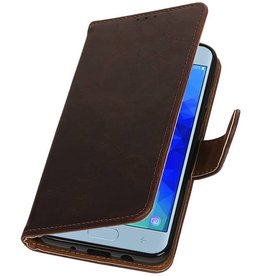 Pull Up Bookstyle voor Samsung Galaxy J3 2018 Mocca