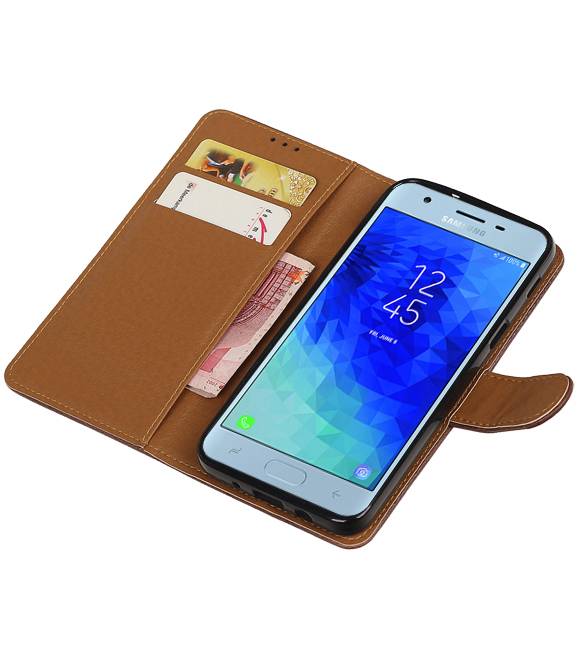 Pull Up Bookstyle voor Samsung Galaxy J3 2018 Mocca