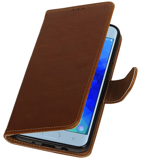 Pull Up Bookstyle voor Samsung Galaxy J4 2018 Bruin