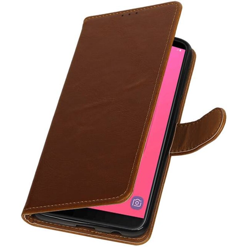 Pull Up Bookstyle voor Samsung Galaxy J8 Bruin