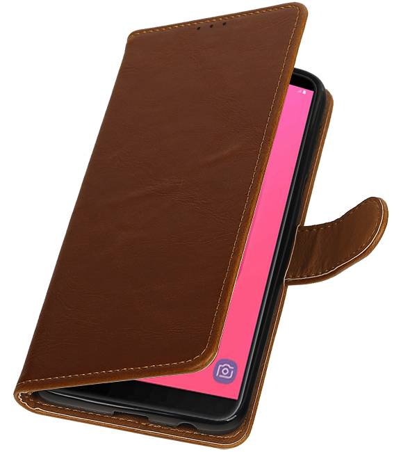 Style de livre Pull Up pour Samsung Galaxy J8 Brown