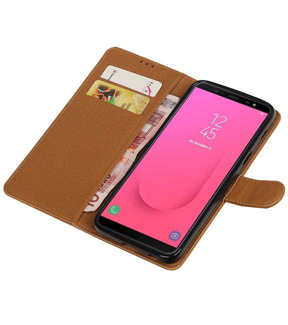 Pull Up Bookstyle for Samsung Galaxy J8 Brown