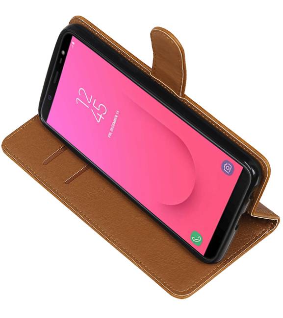 Pull Up Bookstyle voor Samsung Galaxy J8 Bruin