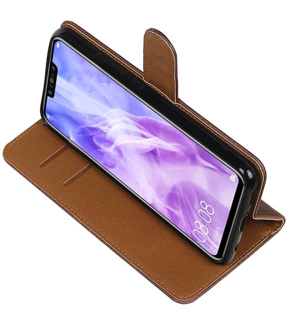 Pull Up Bookstyle voor Huawei Nova 3 Mocca