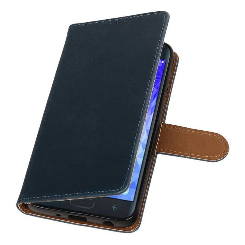 Style de livre Pull Up pour Samsung Galaxy J7 2018 bleu