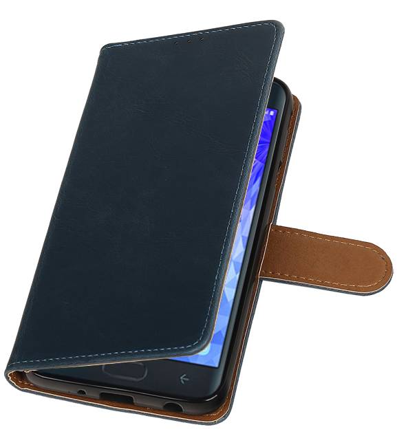 Pull Up Bookstyle voor Samsung Galaxy J7 2018 Blauw
