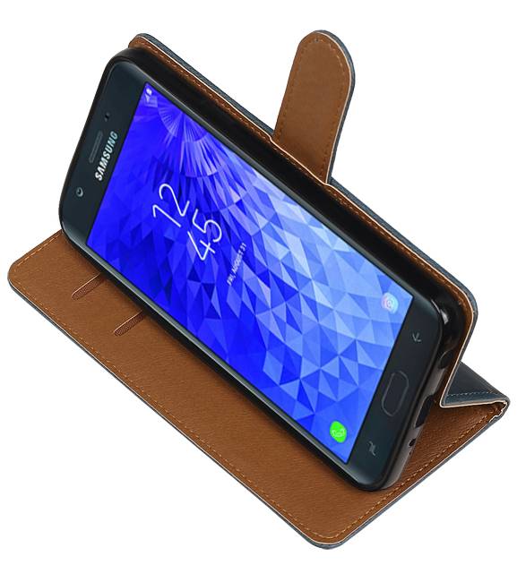 Style de livre Pull Up pour Samsung Galaxy J7 2018 bleu