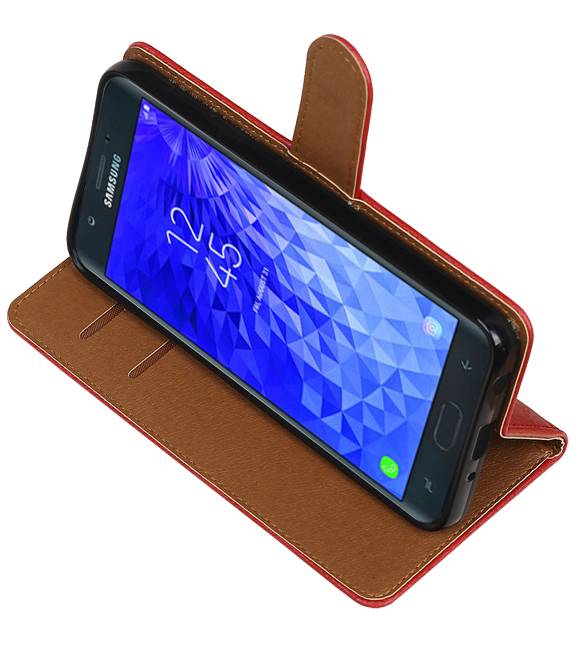 Style de livre Pull Up pour Samsung Galaxy J7 2018 rouge
