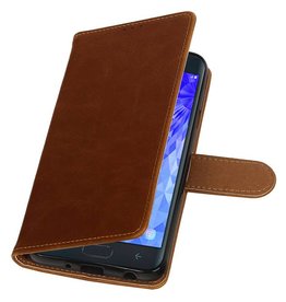 Pull Up Bookstyle voor Samsung Galaxy J7 2018 Bruin