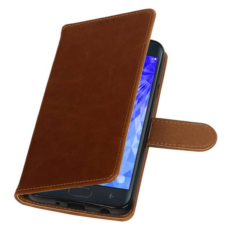 Pull Up Bookstyle für Samsung Galaxy J7 2018 Braun