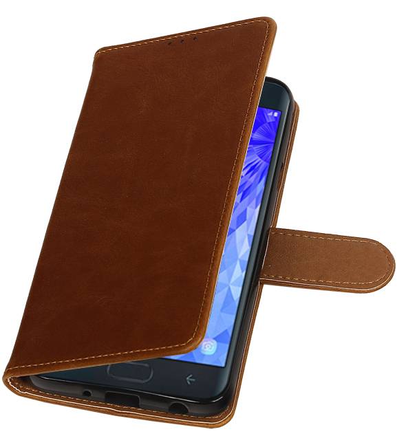 Pull Up Bookstyle for Samsung Galaxy J7 2018 Brown