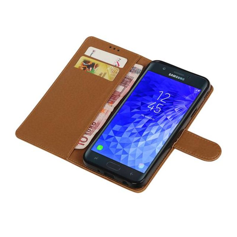 Pull Up Bookstyle pour Samsung Galaxy J7 2018 Marron