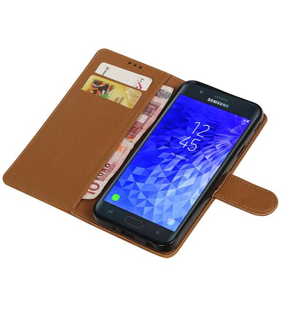 Pull Up Bookstyle voor Samsung Galaxy J7 2018 Bruin