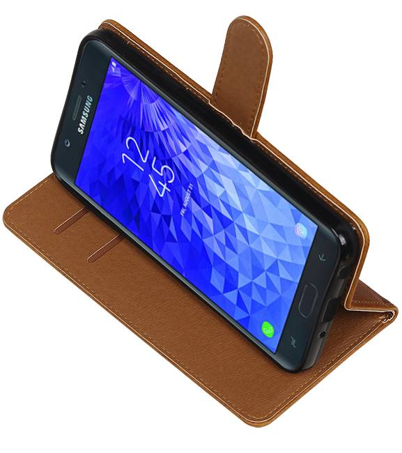 Pull Up Bookstyle voor Samsung Galaxy J7 2018 Bruin