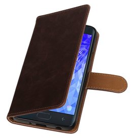 Pull Up Bookstyle voor Samsung Galaxy J7 2018 Mocca