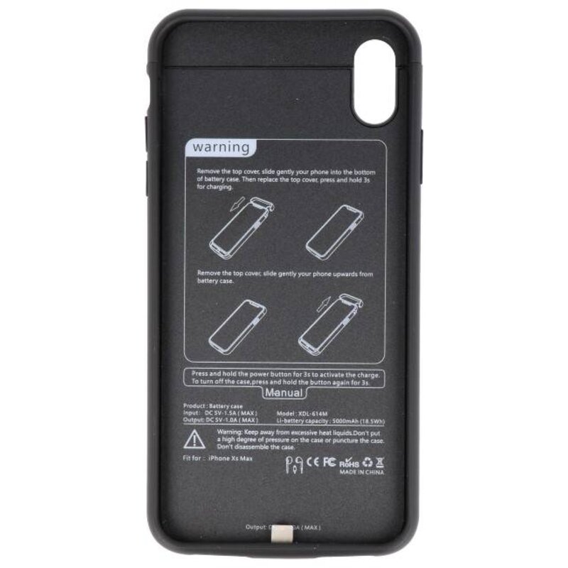 Funda con batería para iPhone XS Max (5000 mAh, audio, color negro)