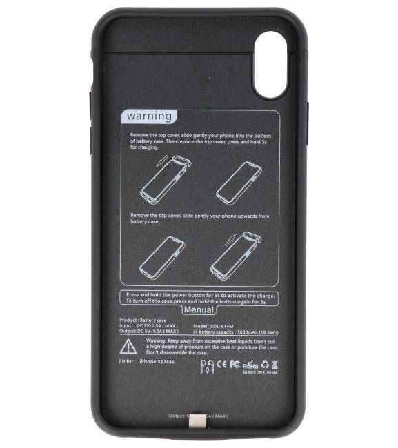 Battery Power Case voor iPhone XS Max 5000 mAh Audio Zwart