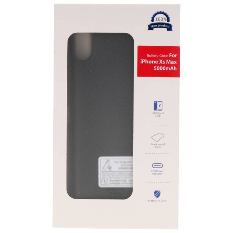 Battericover til iPhone XS Max 5000 mAh Lyd Sort