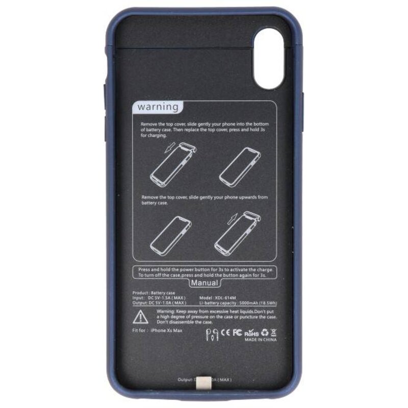 Battery Power Case for iPhone XS Max 5000 mAh Audio Blue