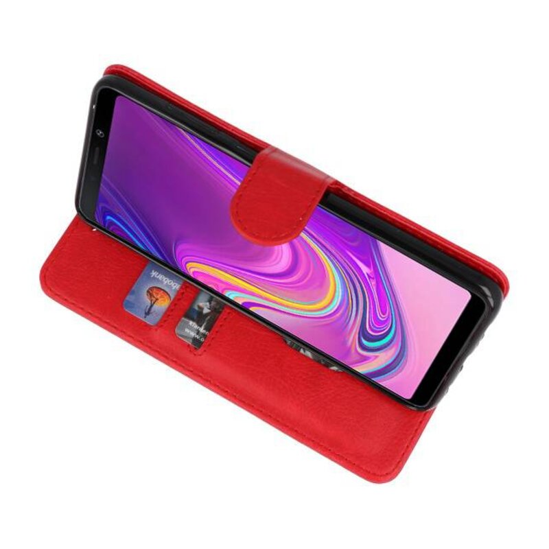 Etuis portefeuille Bookstyle Case pour Galaxy A9 2018 rouge