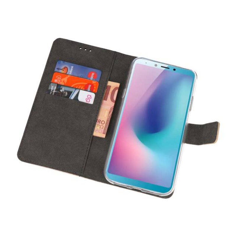 Wallet Cases Hoesje voor Samsung Galaxy A6s Goud