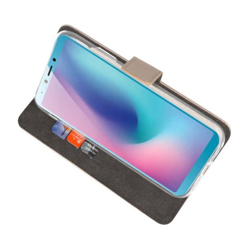 Wallet Cases Hoesje voor Samsung Galaxy A6s Goud