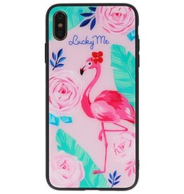 Estuche rígido de impresión para iPhone XS Max Lucky Me Flamingo