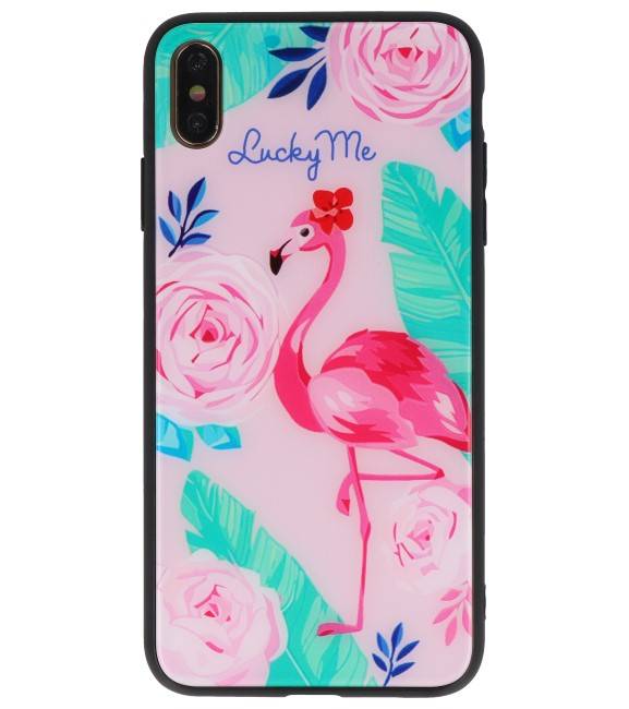 Estuche rígido de impresión para iPhone XS Max Lucky Me Flamingo