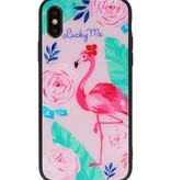 Estuche rígido de impresión para iPhone XS Lucky Me Flamingo