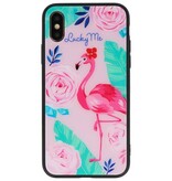 Estuche rígido de impresión para iPhone XS Lucky Me Flamingo