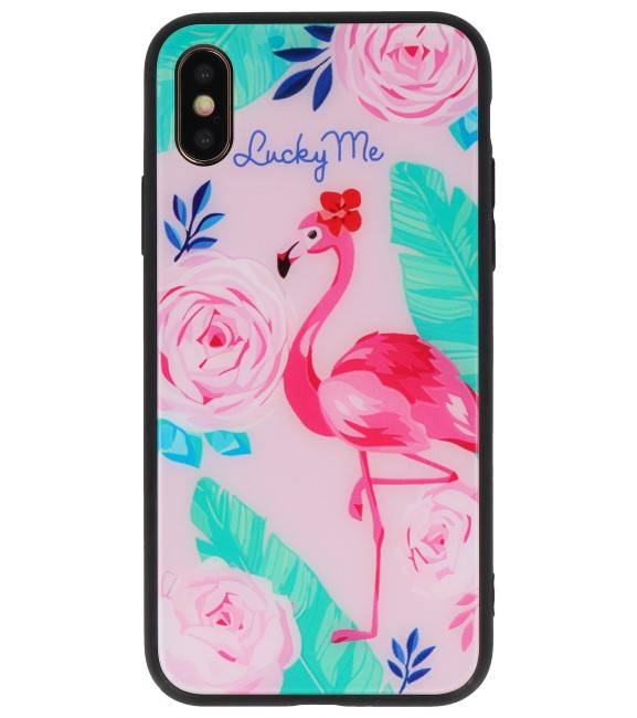 Print Hardcase til iPhone XS Lucky Me Flamingo