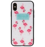 Print Hardcase for iPhone XS Cute Flamingos