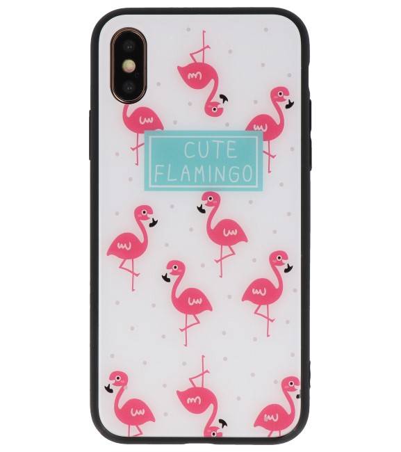 Print Hardcase for iPhone XS Cute Flamingos