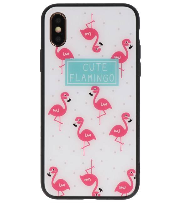 Print Hardcase til iPhone XS Cute Flamingos