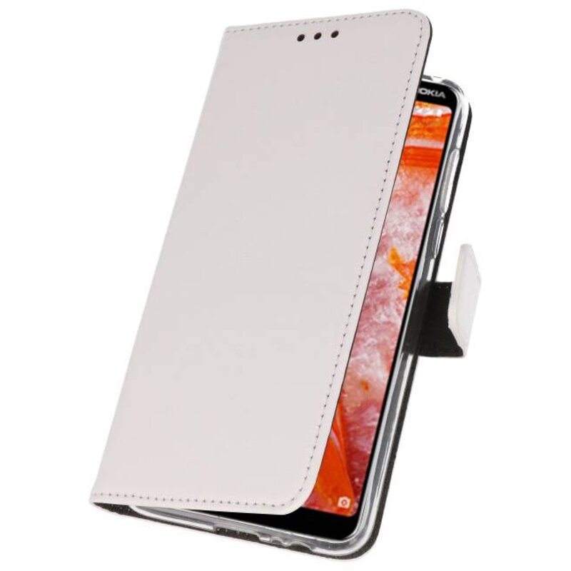 Funda Cartera Funda Para Nokia 3.1 Plus Blanco