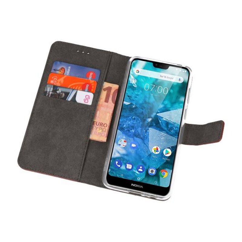 Casos Funda Cartera para Nokia 7.1 Marrón