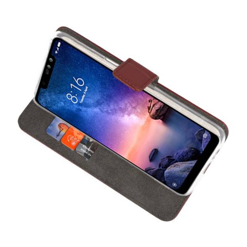 Estuche de billetera para XiaoMi Redmi Note 6 Pro Brown