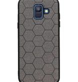 Estuche rígido hexagonal para Samsung Galaxy A6 2018 gris