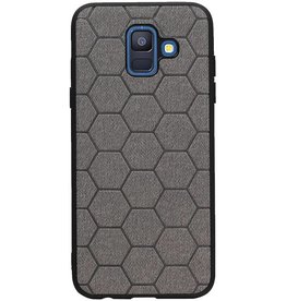 Estuche rígido hexagonal para Samsung Galaxy A6 2018 gris