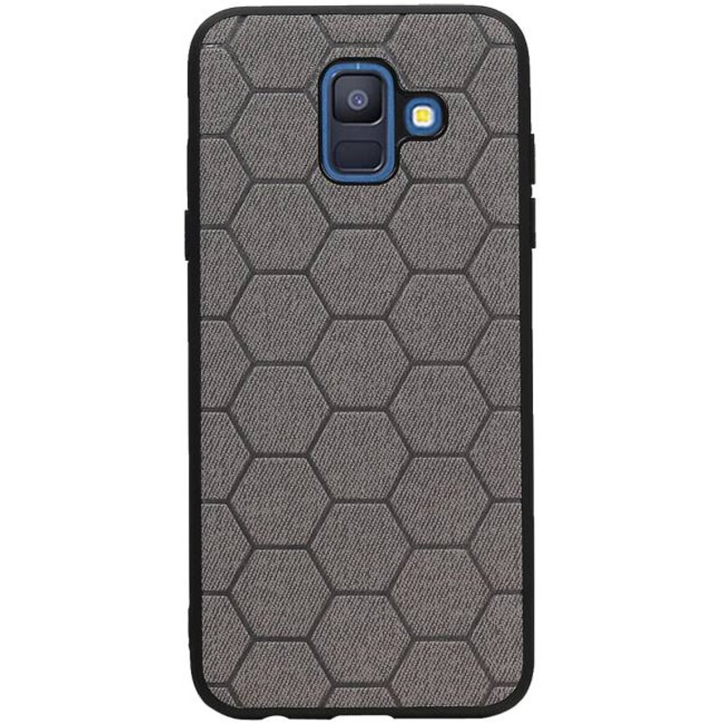 Estuche rígido hexagonal para Samsung Galaxy A6 2018 gris